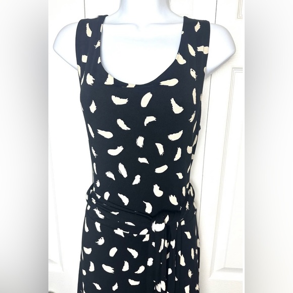 BODEN Ballet Dress Brush Stroke Tie Waist Fit Flare Black Ivory Knit Mint Cond - Picture 5 of 11